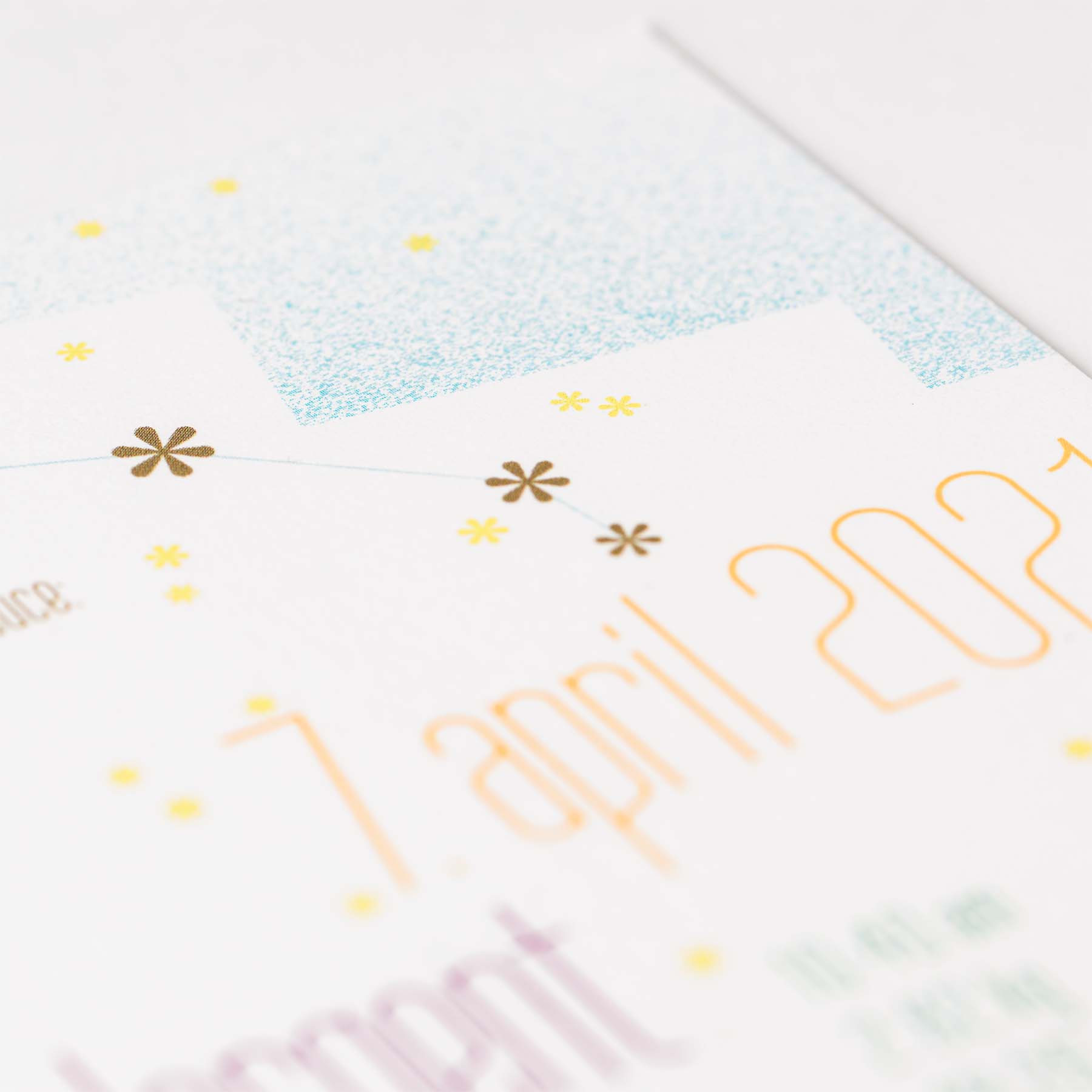 Cropped image of birth date featuring custom sans-serif letterforms
