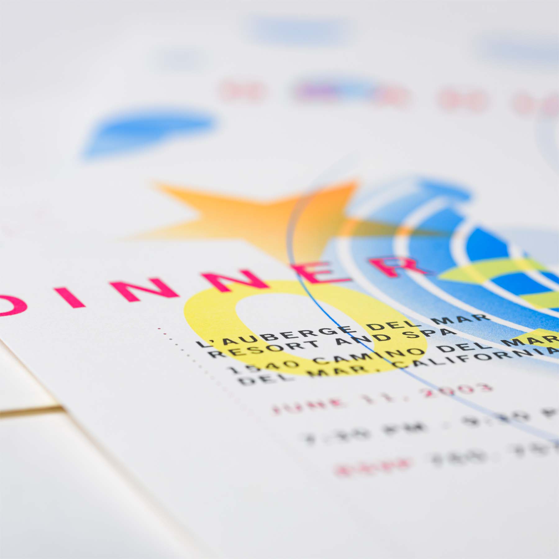 Shallow deppth of field image of Dinner Invitaion card insert.