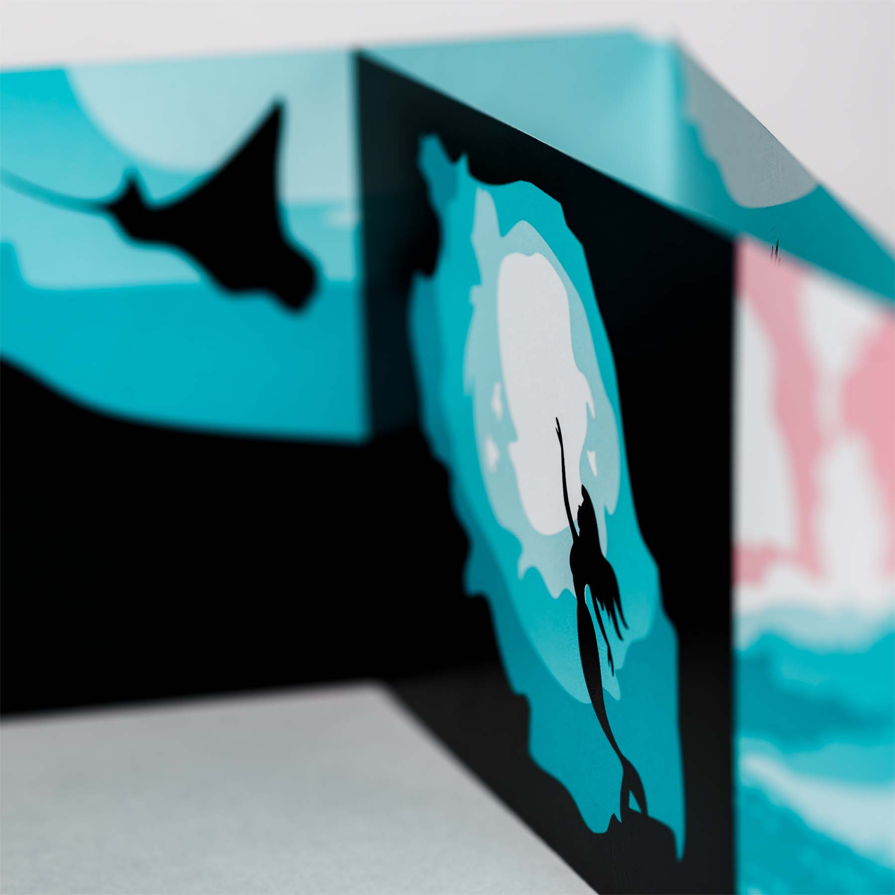 Shallow depth of field detail shot of Ariel swimming to the surface.
